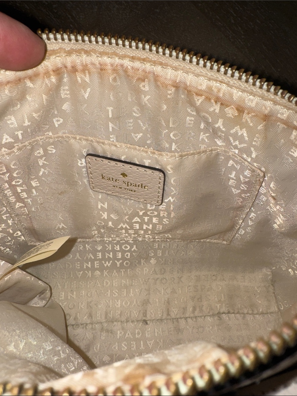 kate spade Two-Tone Cream and Light Tan Pebbled Leather Crossbody - Picture 6 of 7